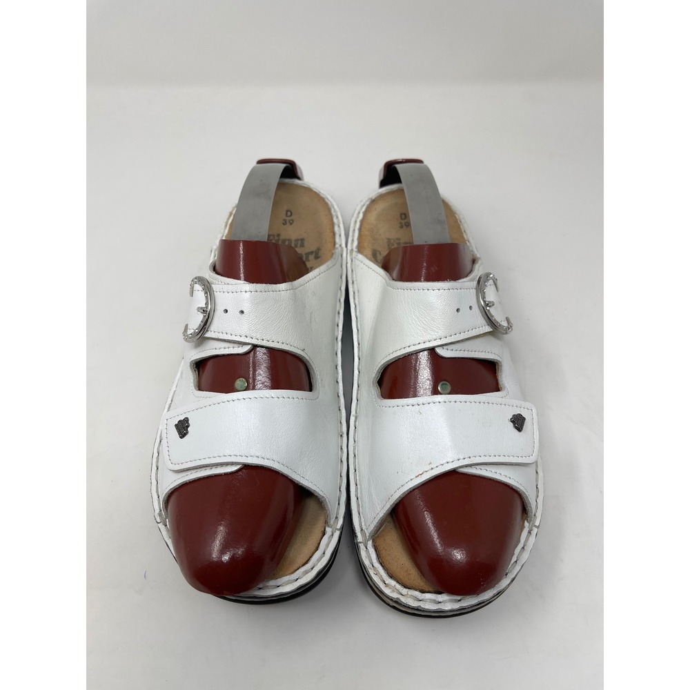 Finn Comfort Slide Sandals Womens 39 White Excellent Leather Buckle Germany